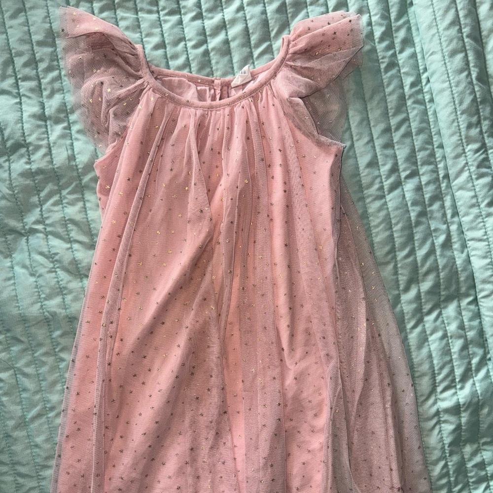 Baby Gap size 5t pink/gold foil star tulle dress